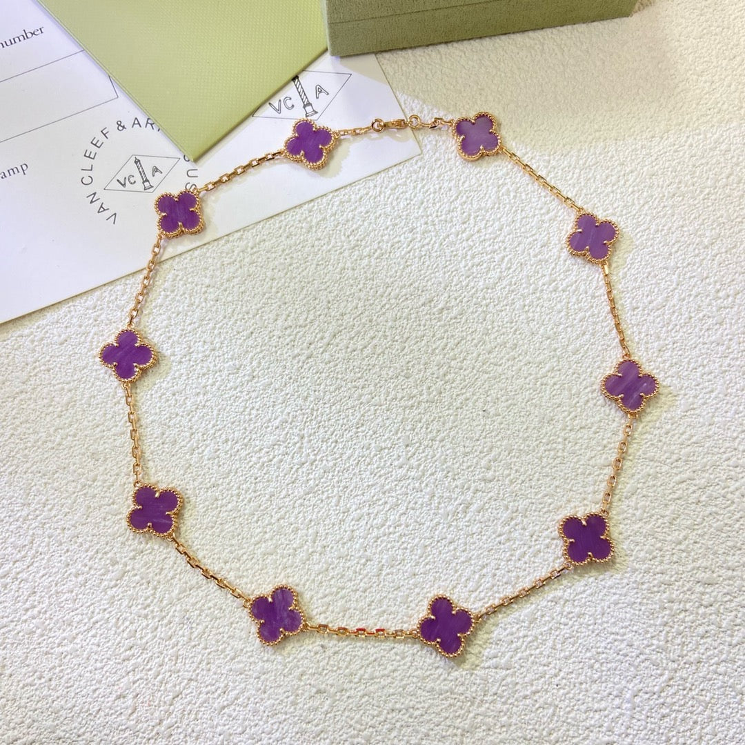 [Super CiCi ]CLOVER 10 MOTIFS  PURPLE VIOLET  NECKLACE