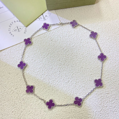 [Super CiCi ]CLOVER 10 MOTIFS  PURPLE VIOLET  NECKLACE