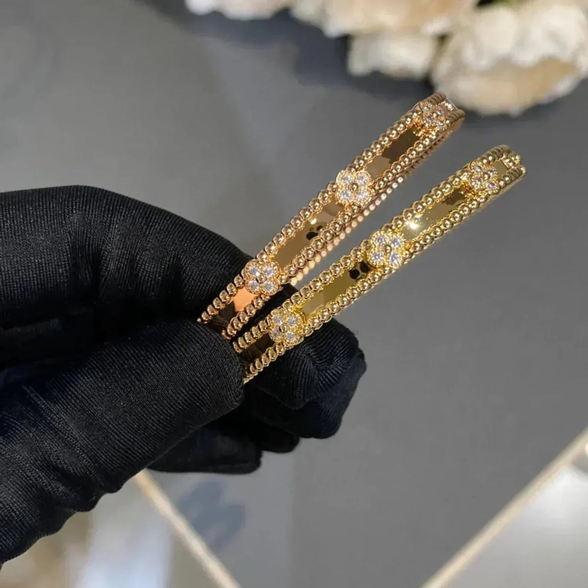[Super CiCi ]CLOVER BRACELET 4MM DIAMONDS