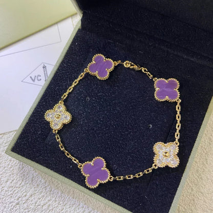 [Super CiCi ] CLOVER 5 MOTIF VIOLET BRACELET COLLECTION