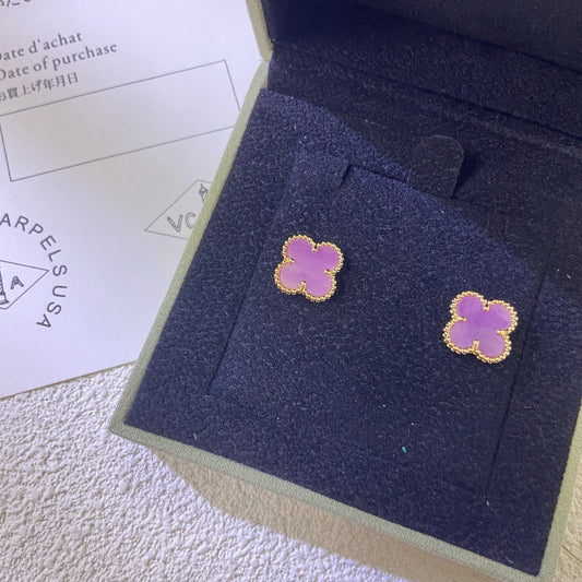 [Super CiCi ]CLOVER MINI 9.5MM  PURPLE VIOLET EARRINGS