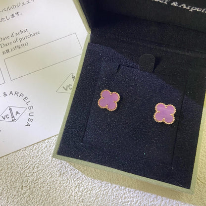[Super CiCi ]CLOVER MINI 9.5MM  PURPLE VIOLET EARRINGS