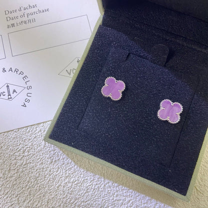 [Super CiCi ]CLOVER MINI 9.5MM  PURPLE VIOLET EARRINGS