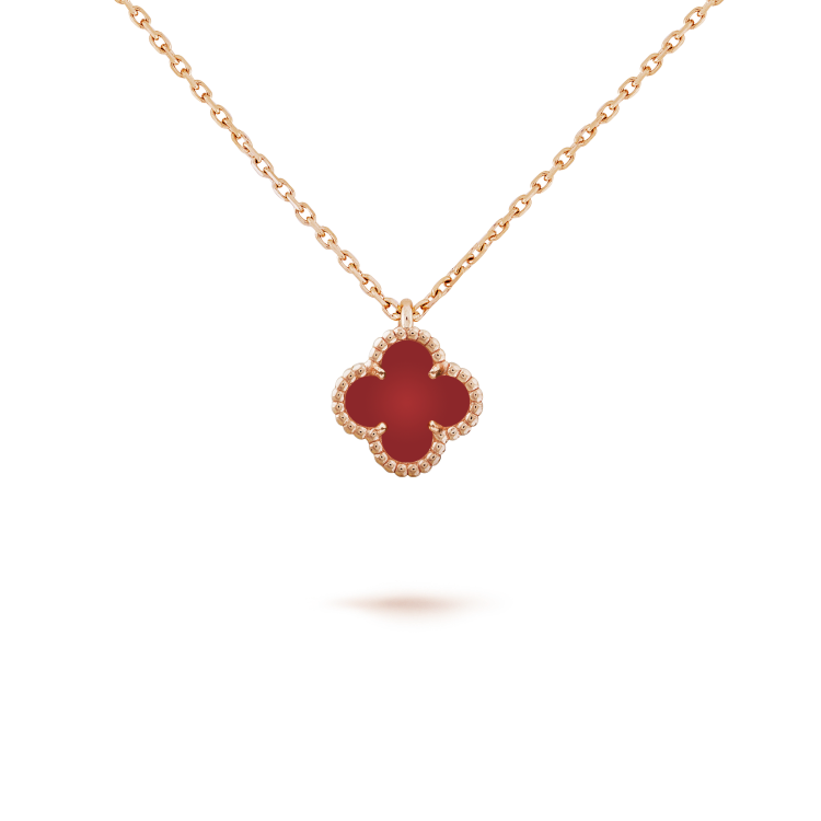 [Super CiCi ]CLOVER MINI 9.5MM WHITE CARNELIANS NECKLACE
