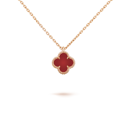 [Super CiCi ]CLOVER MINI 9.5MM WHITE CARNELIANS NECKLACE