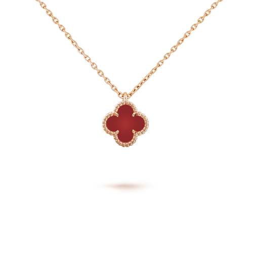 [Super CiCi ]CLOVER MINI 9.5MM WHITE CARNELIANS NECKLACE