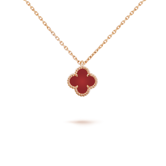 [Super CiCi ]CLOVER MINI 9.5MM WHITE CARNELIANS NECKLACE