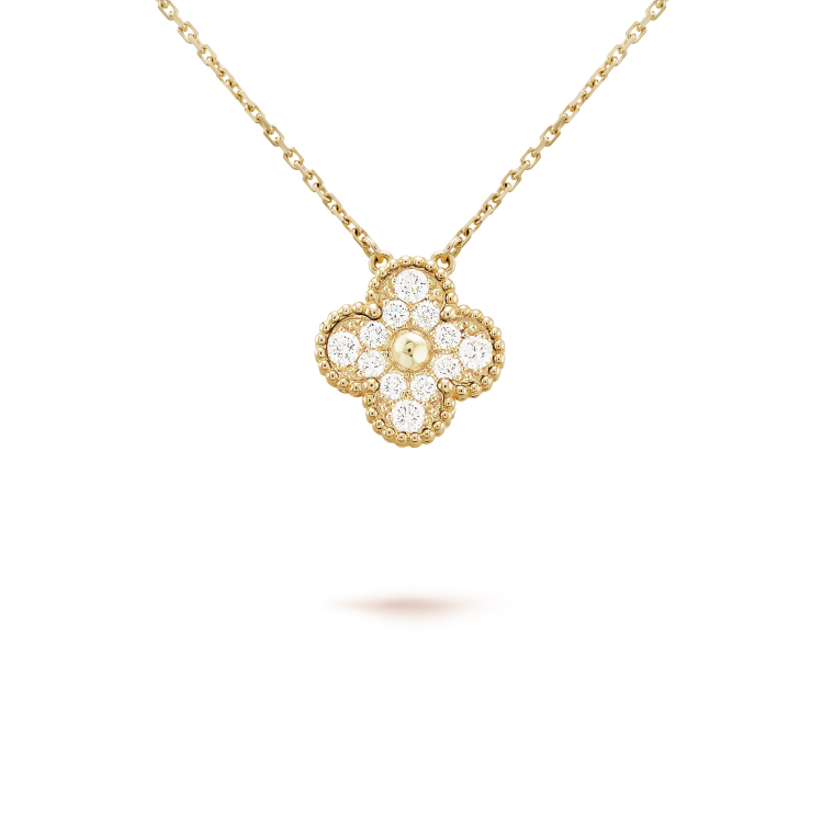 [Super CiCi ]CLOVER 15MM DIAMOND SINGLE FLOWER NECKLACE