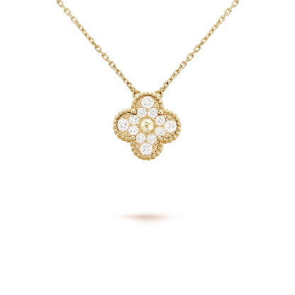 [Super CiCi ]CLOVER 15MM DIAMOND SINGLE FLOWER NECKLACE