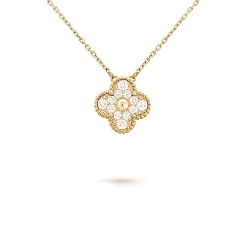 [Super CiCi ]CLOVER 15MM DIAMOND SINGLE FLOWER NECKLACE