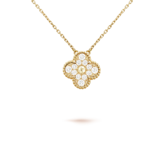 [Super CiCi ]CLOVER 15MM DIAMOND SINGLE FLOWER NECKLACE