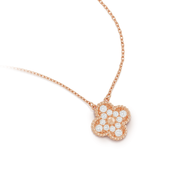 [Super CiCi ]CLOVER 15MM DIAMOND SINGLE FLOWER NECKLACE