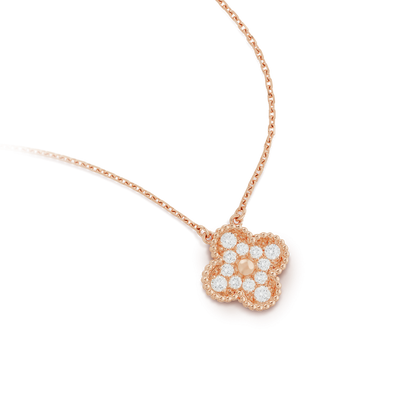 [Super CiCi ]CLOVER 15MM DIAMOND SINGLE FLOWER NECKLACE