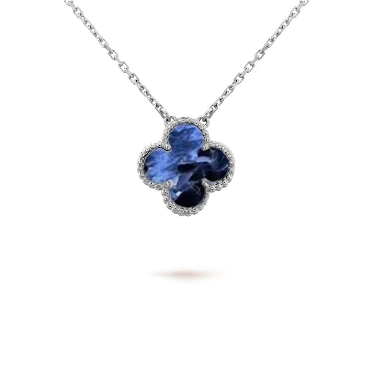 [Super CiCi ]CLOVER 15MM PIETERSITE NECKLACE SILVER