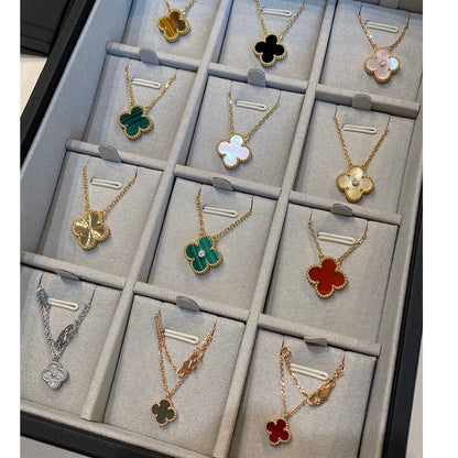 [Super CiCi ]CLOVER 15MM LASER NECKLACE SILVER