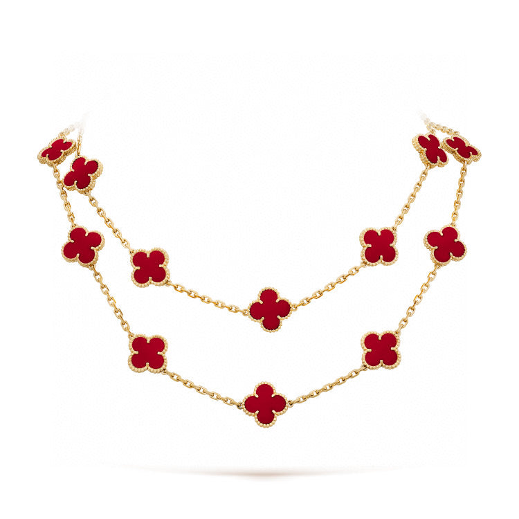 [Super CiCi ]CLOVER 20 MOTIFS CARNELIAN NECKLACE