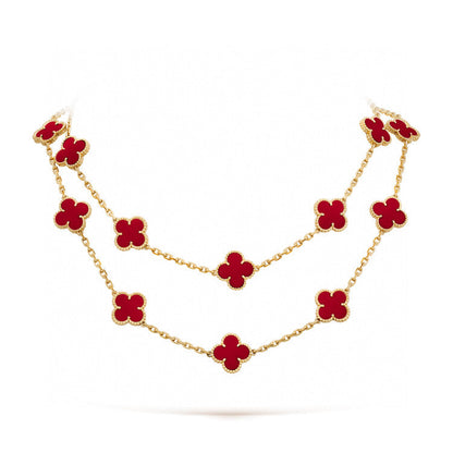 [Super CiCi ]CLOVER 20 MOTIFS CARNELIAN NECKLACE