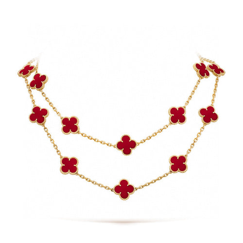 [Super CiCi ]CLOVER 20 MOTIFS CARNELIAN NECKLACE