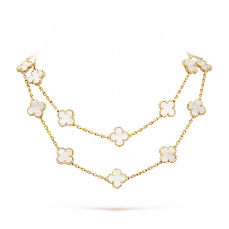 [Super CiCi ]CLOVER 20 MOTIFS WHITE MOP NECKLACE
