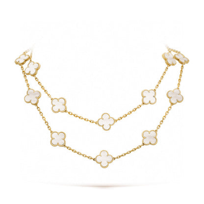 [Super CiCi ]CLOVER 20 MOTIFS WHITE MOP NECKLACE