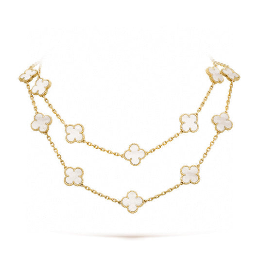 [Super CiCi ]CLOVER 20 MOTIFS WHITE MOP NECKLACE