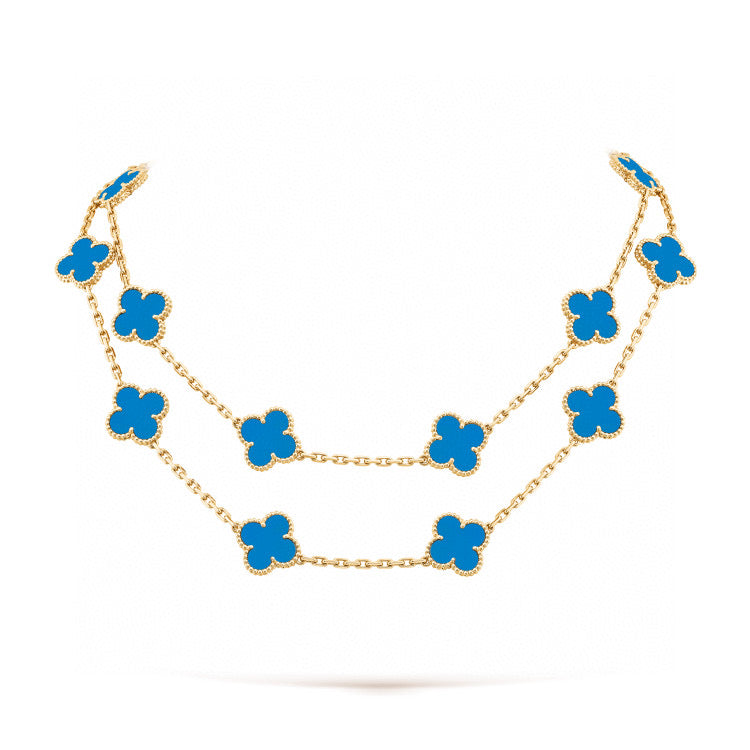 [Super CiCi ]CLOVER 20 MOTIFS BLUE AGATE GOLD