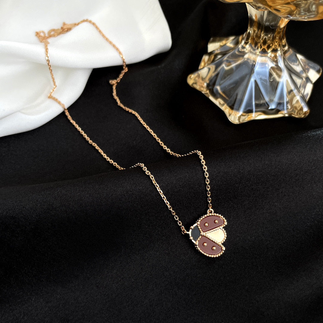 [Super CiCi ]LUCKY  CARNELIANS LADYBUG NECKLACE