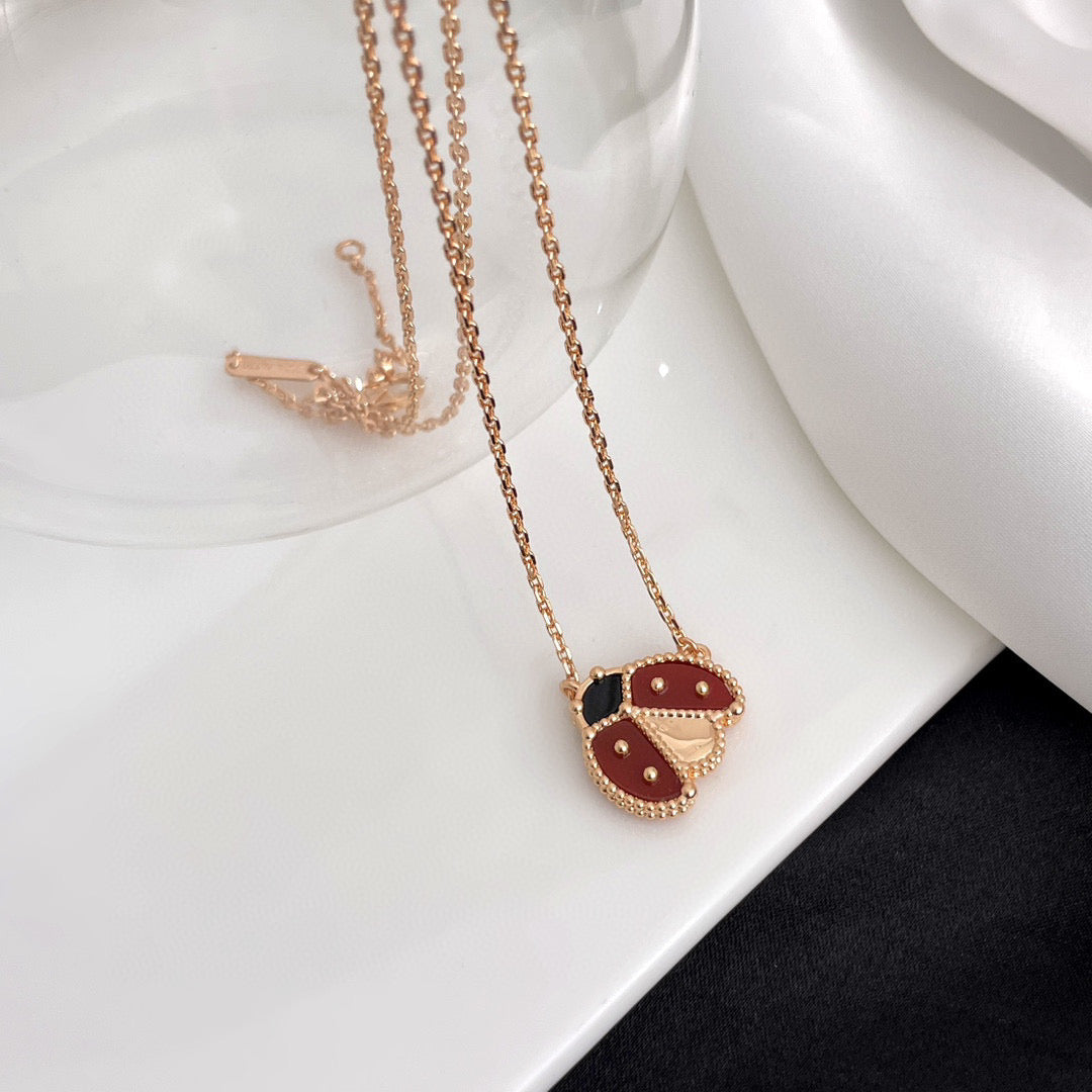 [Super CiCi ]LUCKY  CARNELIANS LADYBUG NECKLACE