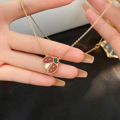 [Super CiCi ]LUCKY  CARNELIANS LADYBUG NECKLACE