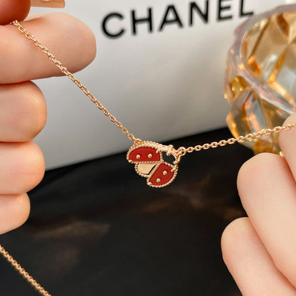 [Super CiCi ]LUCKY  CARNELIANS LADYBUG NECKLACE
