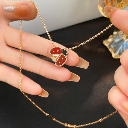 [Super CiCi ]LUCKY  CARNELIANS LADYBUG NECKLACE