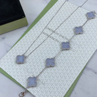 [Super CiCi ] CLOVER 5 MOTIF PURPLE CHALCEDONY BRACELET COLLECTION