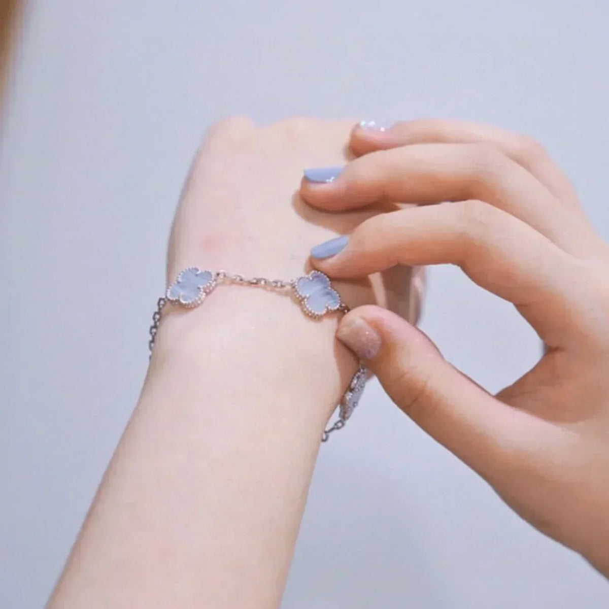 [Super CiCi ] CLOVER 5 MOTIF PURPLE CHALCEDONY BRACELET COLLECTION