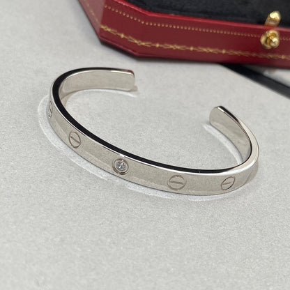 [Super CiCi ]LOVE BRACELET 6.1MM 1 DIAMOND OPEN CUFF