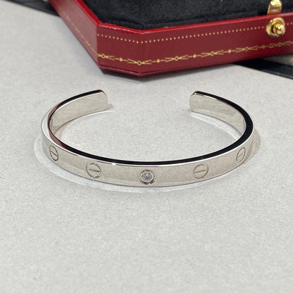 [Super CiCi ]LOVE BRACELET 6.1MM 1 DIAMOND OPEN CUFF