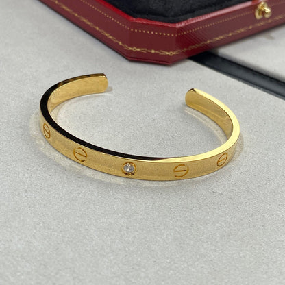 [Super CiCi ]LOVE BRACELET 6.1MM 1 DIAMOND OPEN CUFF