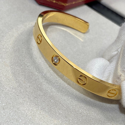 [Super CiCi ]LOVE BRACELET 6.1MM 1 DIAMOND OPEN CUFF
