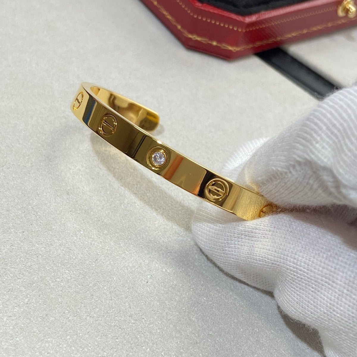 [Super CiCi ]LOVE BRACELET 6.1MM 1 DIAMOND OPEN CUFF