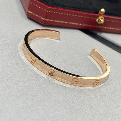[Super CiCi ]LOVE BRACELET 6.1MM 1 DIAMOND OPEN CUFF
