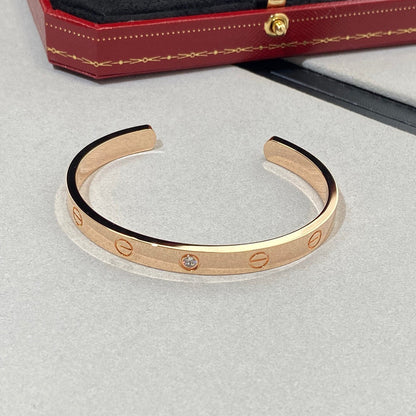 [Super CiCi ]LOVE BRACELET 6.1MM 1 DIAMOND OPEN CUFF