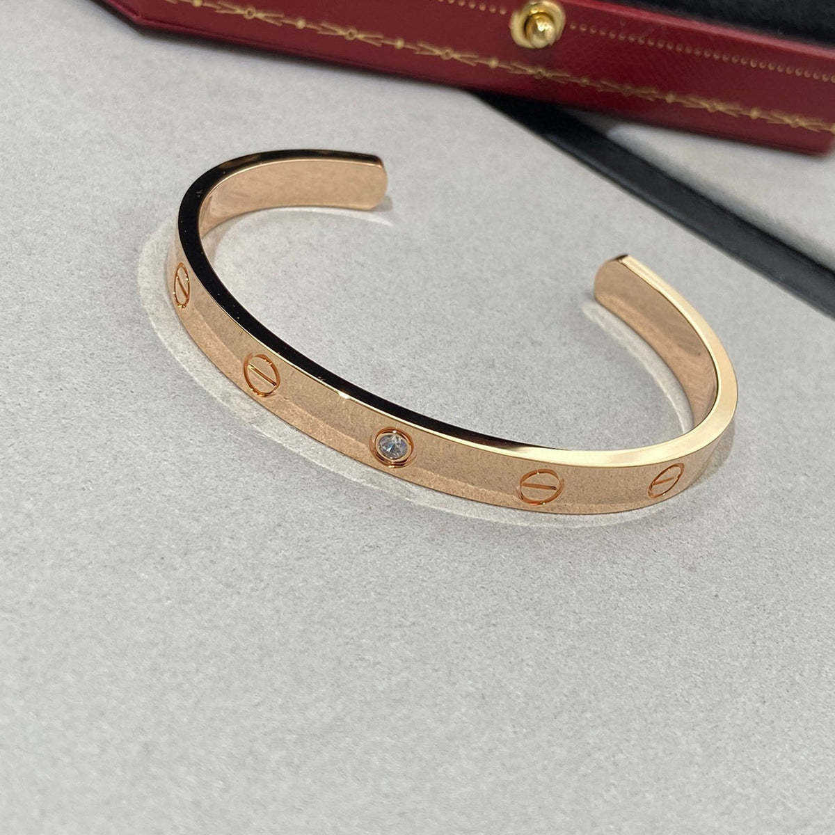 [Super CiCi ]LOVE BRACELET 6.1MM 1 DIAMOND OPEN CUFF