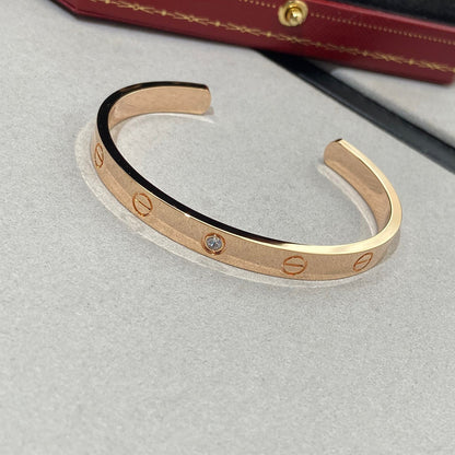 [Super CiCi ]LOVE BRACELET 6.1MM 1 DIAMOND OPEN CUFF
