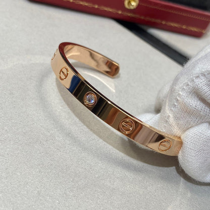 [Super CiCi ]LOVE BRACELET 6.1MM 1 DIAMOND OPEN CUFF