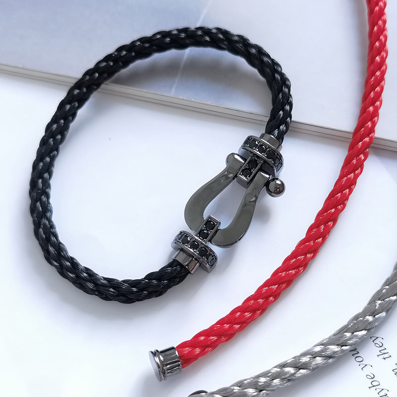 [Super CiCi ]FORCE LARGE SERIES HORSESHOE BLACK SAMURAI BRACELET
