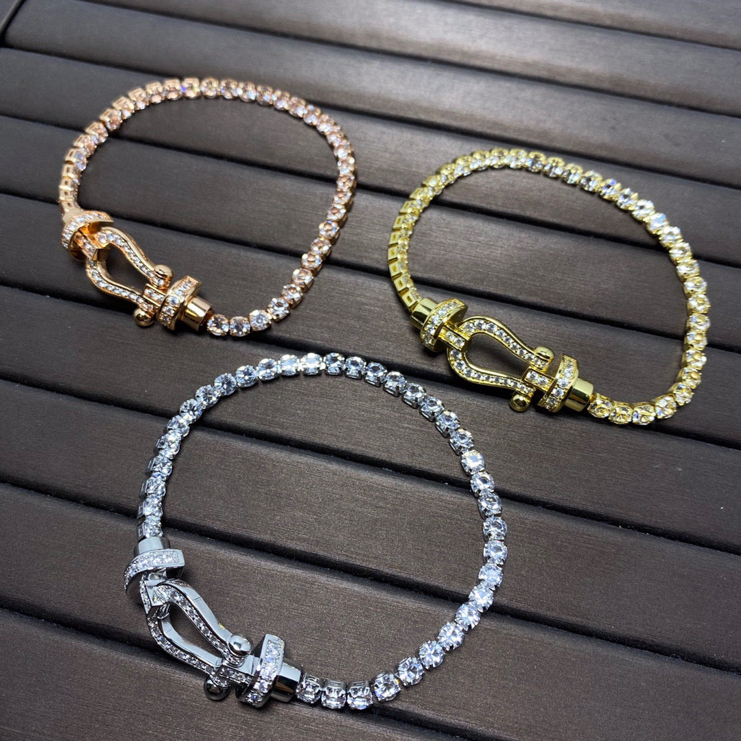 [Super CiCi ]FORCE  LARGE HORSESHOE FULL DIAMOND TENNIS BRACELET