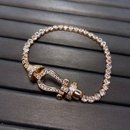 [Super CiCi ]FORCE  LARGE HORSESHOE FULL DIAMOND TENNIS BRACELET