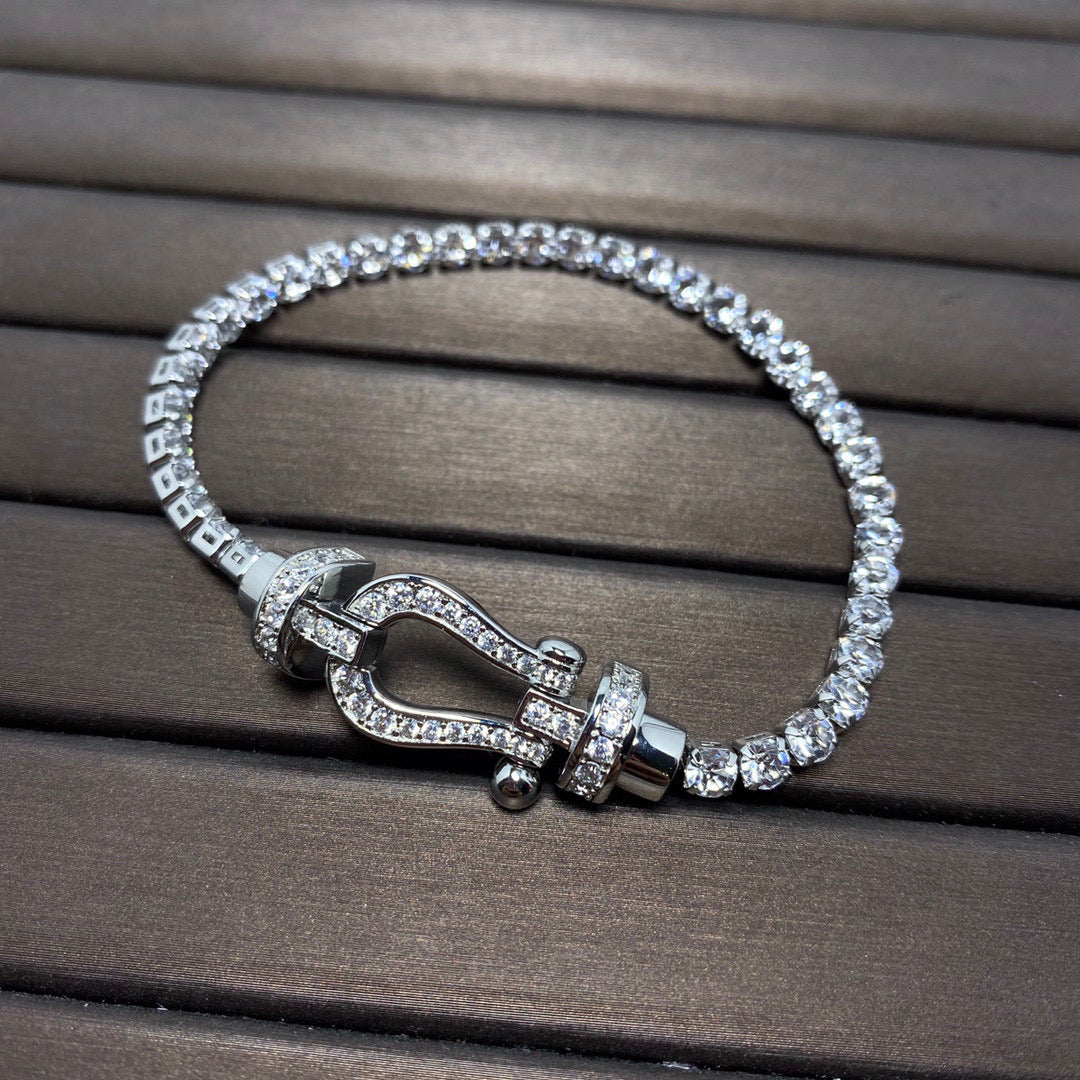 [Super CiCi ]FORCE  LARGE HORSESHOE FULL DIAMOND TENNIS BRACELET