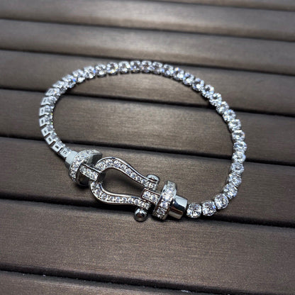 [Super CiCi ]FORCE  LARGE HORSESHOE FULL DIAMOND TENNIS BRACELET