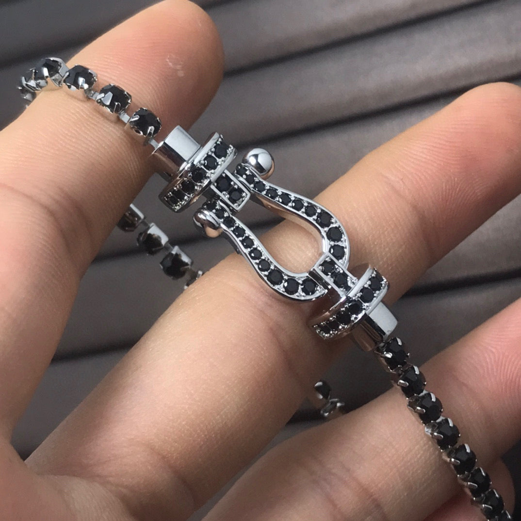 [Super CiCi ]FORCE  LARGE HORSESHOE FULL DIAMOND TENNIS BRACELET