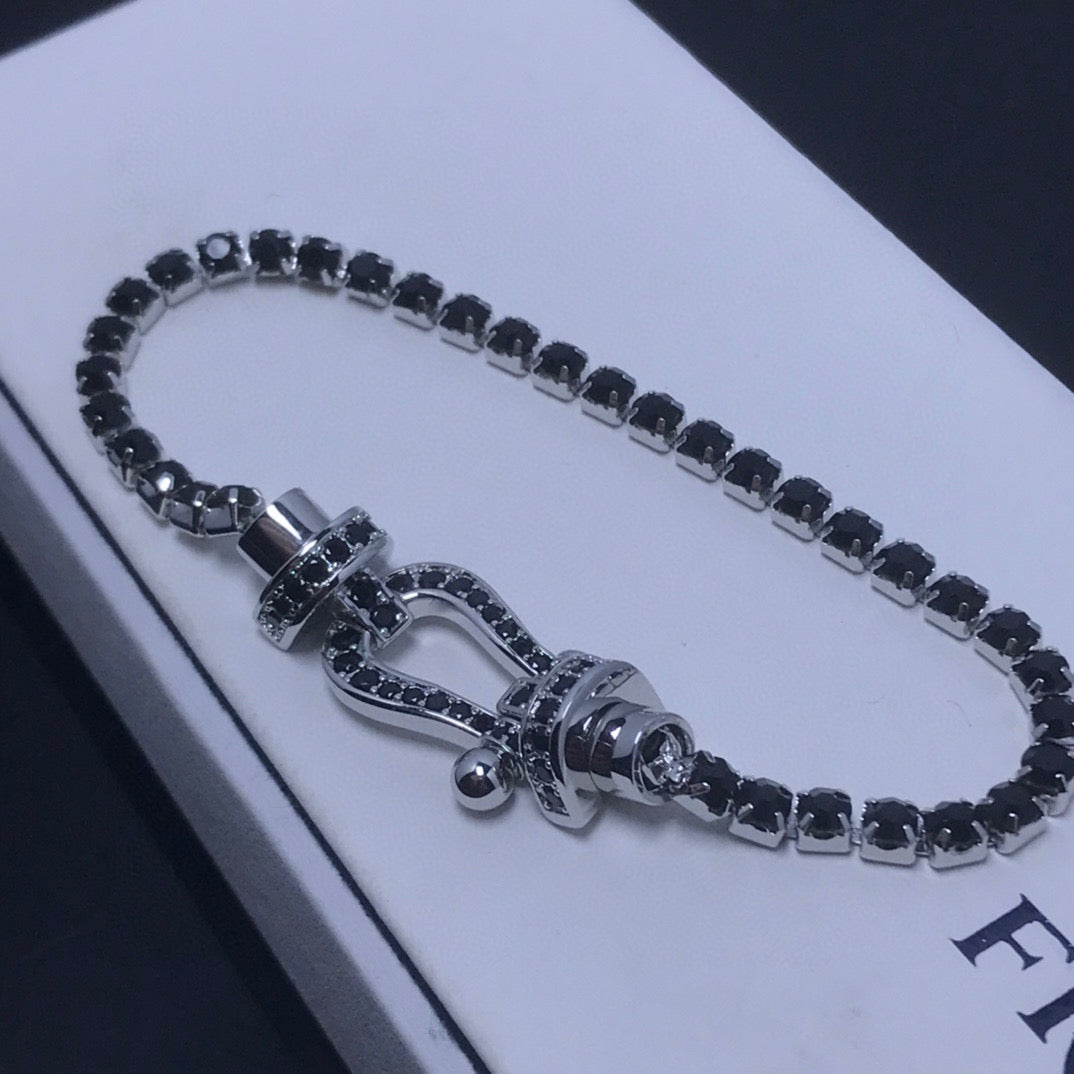 [Super CiCi ]FORCE  LARGE HORSESHOE FULL DIAMOND TENNIS BRACELET
